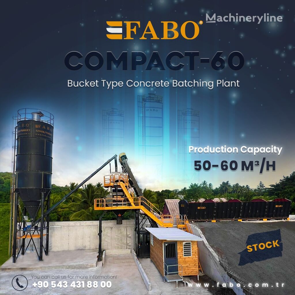 neue FABO CENTRALE À BÉTON COMPACTE À GODET 60 M3/H | STOCK Betonmischanlage